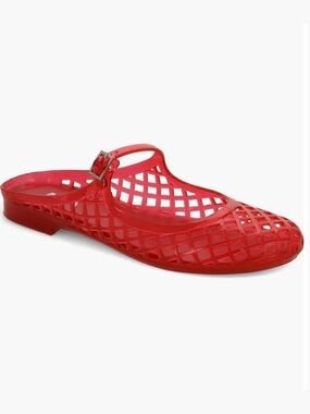 MIA Red Lattice Jelly Mule with Buckle